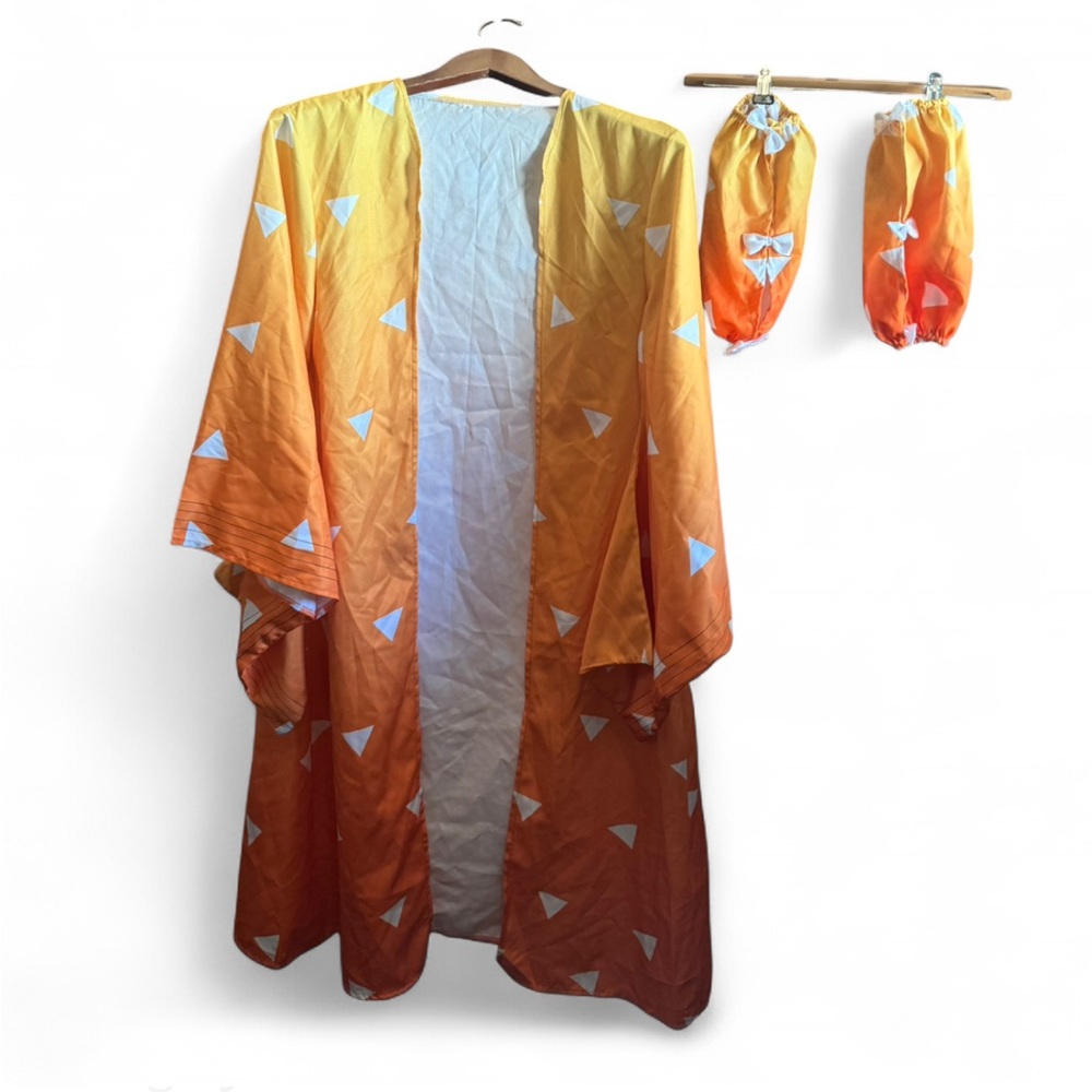 Orange &Yellow Kimono Triangle Pattern Demon Slayer Agatsuma Zenitsu Costume